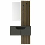 Έπιπλο εισόδου Naro Megapap χρώμα ανθρακί - sepet oak 90x35x204,2εκ. - Image 7