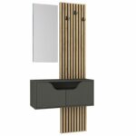 Έπιπλο εισόδου Naro Megapap χρώμα ανθρακί - sepet oak 90x35x204,2εκ. - Image 8