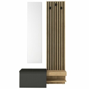 Έπιπλο εισόδου Dumont Megapap χρώμα ανθρακί - sepet oak 104,8x35x198εκ. - Image 5