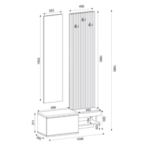 Έπιπλο εισόδου Dumont Megapap χρώμα ανθρακί - sepet oak 104,8x35x198εκ. - Image 8