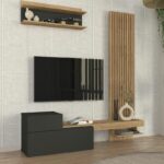 Σύνθεση τηλεόρασης Dumont Megapap χρώμα ανθρακί - sepet oak 180x36,8x200εκ. - Image 6