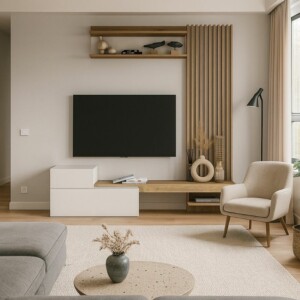 Σύνθεση τηλεόρασης Dumont Megapap χρώμα λευκό - sepet oak 180x36,8x200εκ. - Image 3