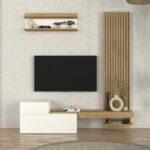Σύνθεση τηλεόρασης Dumont Megapap χρώμα λευκό - sepet oak 180x36,8x200εκ. - Image 4
