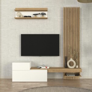 Σύνθεση τηλεόρασης Dumont Megapap χρώμα λευκό - sepet oak 180x36,8x200εκ. - Image 4