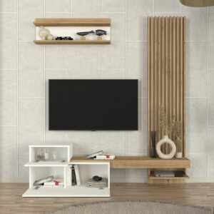 Σύνθεση τηλεόρασης Dumont Megapap χρώμα λευκό - sepet oak 180x36,8x200εκ. - Image 5