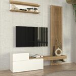 Σύνθεση τηλεόρασης Dumont Megapap χρώμα λευκό - sepet oak 180x36,8x200εκ. - Image 6