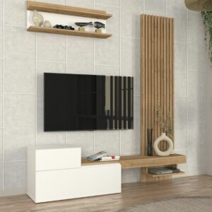 Σύνθεση τηλεόρασης Dumont Megapap χρώμα λευκό - sepet oak 180x36,8x200εκ. - Image 6