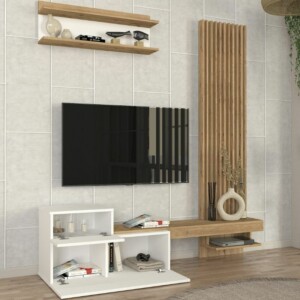 Σύνθεση τηλεόρασης Dumont Megapap χρώμα λευκό - sepet oak 180x36,8x200εκ. - Image 7