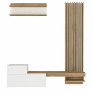 Σύνθεση τηλεόρασης Dumont Megapap χρώμα λευκό - sepet oak 180x36,8x200εκ. - Image 8