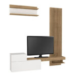 Σύνθεση τηλεόρασης Dumont Megapap χρώμα λευκό - sepet oak 180x36,8x200εκ. - Image 9