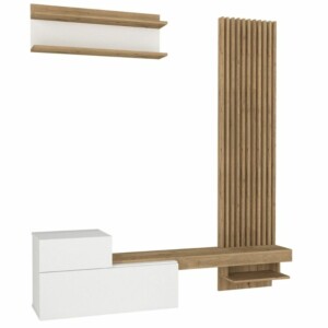 Σύνθεση τηλεόρασης Dumont Megapap χρώμα λευκό - sepet oak 180x36,8x200εκ. - Image 9