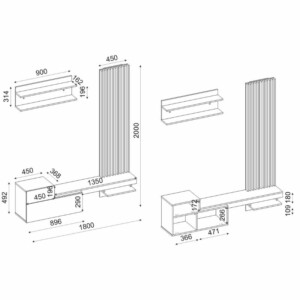Σύνθεση τηλεόρασης Dumont Megapap χρώμα λευκό - sepet oak 180x36,8x200εκ. - Image 10