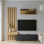 Σύνθεση τηλεόρασης Rosaline Megapap χρώμα ανθρακί - sepet oak 183x31