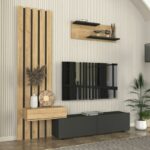 Σύνθεση τηλεόρασης Rosaline Megapap χρώμα ανθρακί - sepet oak 183x31,3x196,9εκ. - Image 6