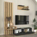 Σύνθεση τηλεόρασης Rosaline Megapap χρώμα ανθρακί - sepet oak 183x31,3x196,9εκ. - Image 7