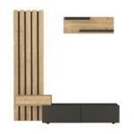 Σύνθεση τηλεόρασης Rosaline Megapap χρώμα ανθρακί - sepet oak 183x31,3x196,9εκ. - Image 9