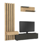 Σύνθεση τηλεόρασης Rosaline Megapap χρώμα ανθρακί - sepet oak 183x31,3x196,9εκ. - Image 10