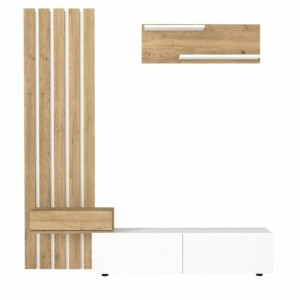 Σύνθεση τηλεόρασης Rosaline Megapap χρώμα λευκό - sepet oak 183x31,3x196,9εκ. - Image 8