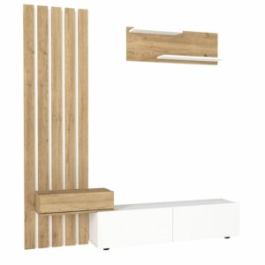 Σύνθεση τηλεόρασης Rosaline Megapap χρώμα λευκό - sepet oak 183x31,3x196,9εκ. - Image 9