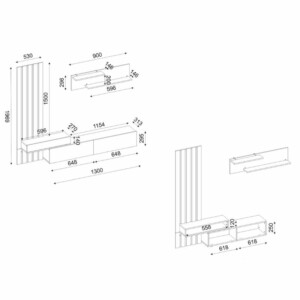 Σύνθεση τηλεόρασης Rosaline Megapap χρώμα λευκό - sepet oak 183x31,3x196,9εκ. - Image 10