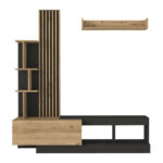 Σύνθεση τηλεόρασης Vermont Megapap χρώμα ανθρακί - sepet oak 180x40x193,8εκ. - Image 8