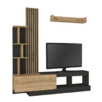 Σύνθεση τηλεόρασης Vermont Megapap χρώμα ανθρακί - sepet oak 180x40x193,8εκ. - Image 9