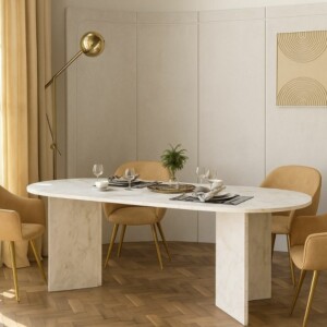 Τραπέζι Cortado Megapap χρώμα λευκό εφέ μαρμάρου 200x90x74εκ. - Image 4