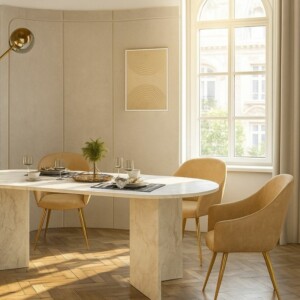 Τραπέζι Cortado Megapap χρώμα λευκό εφέ μαρμάρου 200x90x74εκ. - Image 5