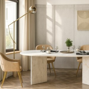 Τραπέζι Cortado Megapap χρώμα λευκό εφέ μαρμάρου 200x90x74εκ. - Image 6