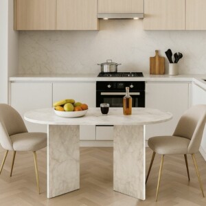 Τραπέζι Cortado Megapap χρώμα λευκό εφέ μαρμάρου 138x80x75εκ. - Image 3