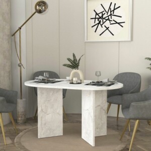 Τραπέζι Cortado Megapap χρώμα λευκό εφέ μαρμάρου 138x80x75εκ. - Image 4