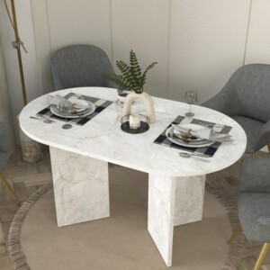 Τραπέζι Cortado Megapap χρώμα λευκό εφέ μαρμάρου 138x80x75εκ. - Image 5