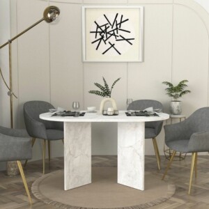 Τραπέζι Cortado Megapap χρώμα λευκό εφέ μαρμάρου 138x80x75εκ. - Image 6