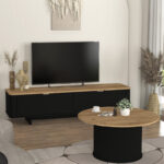 Έπιπλο τηλεόρασης Bohema Megapap χρώμα μαύρο - sepet oak 180x47x45,6εκ. - Image 5