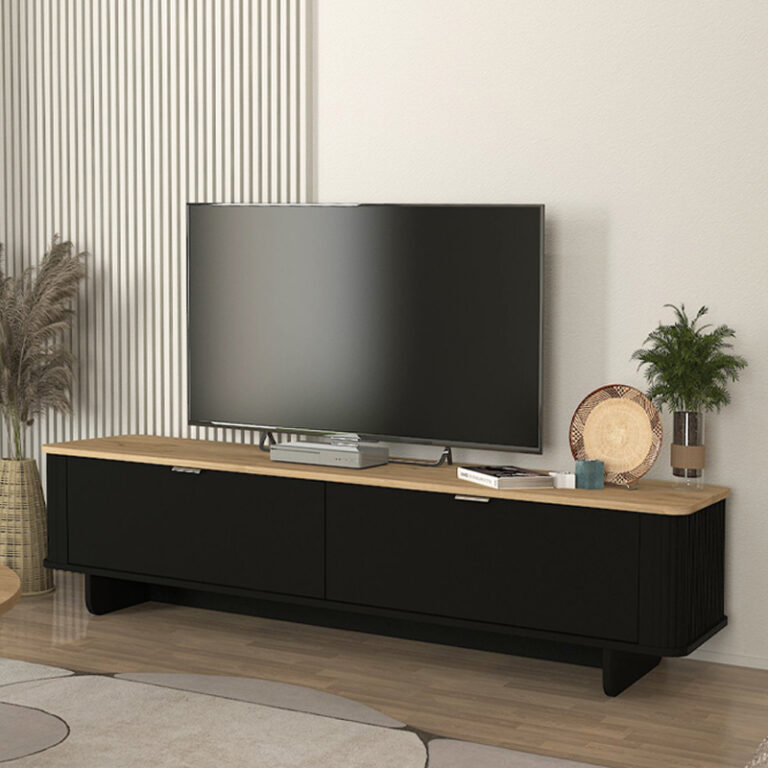 Έπιπλο τηλεόρασης Bohema Megapap χρώμα μαύρο - sepet oak 180x47x45