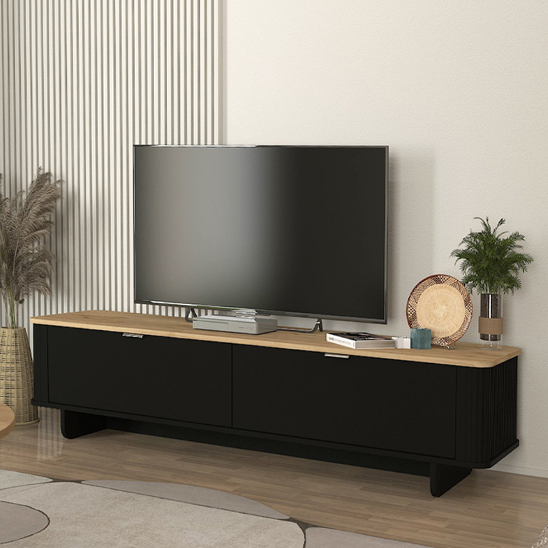 Έπιπλο τηλεόρασης Bohema Megapap χρώμα μαύρο - sepet oak 180x47x45