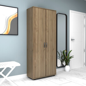 Ντουλάπα ρούχων - παπουτσοθήκη Eric Megapap δίφυλλη χρώμα καρυδί 76x36x187εκ. - Image 2