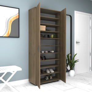 Ντουλάπα ρούχων - παπουτσοθήκη Eric Megapap δίφυλλη χρώμα καρυδί 76x36x187εκ. - Image 3