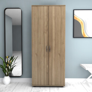 Ντουλάπα ρούχων - παπουτσοθήκη Eric Megapap δίφυλλη χρώμα καρυδί 76x36x187εκ. - Image 5