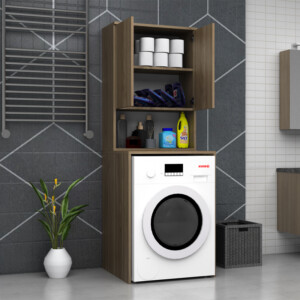 Έπιπλο πλυντηρίου Cozen Megapap χρώμα καρυδί 65x60x178εκ. - Image 2