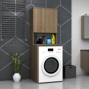 Έπιπλο πλυντηρίου Cozen Megapap χρώμα καρυδί 65x60x178εκ. - Image 3