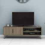 Έπιπλο τηλεόρασης Foot Megapap χρώμα καρυδί 160x35x49εκ. - Image 3