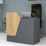 Γραφείο υποδοχής - reception Merlin Megapap χρώμα ανθρακί - φυσικό οξιάς 110x50x101