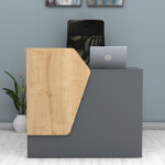 Γραφείο υποδοχής - reception Merlin Megapap χρώμα ανθρακί - φυσικό οξιάς 110x50x101,8εκ. - Image 3