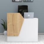 Γραφείο υποδοχής - reception Merlin Megapap χρώμα λευκό - φυσικό οξιάς 110x50x101,8εκ. - Image 3