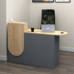 Γραφείο υποδοχής - reception Rezio Megapap χρώμα ανθρακί - φυσικό οξιάς 140x50x101