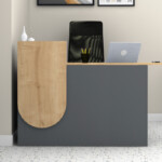 Γραφείο υποδοχής - reception Rezio Megapap χρώμα ανθρακί - φυσικό οξιάς 140x50x101,8εκ. - Image 3