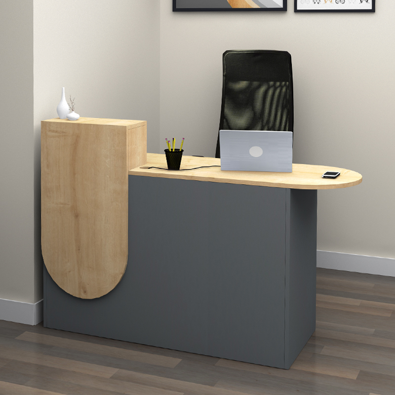 Γραφείο υποδοχής - reception Rezio Megapap χρώμα ανθρακί - φυσικό οξιάς 140x50x101 Γραφείο υποδοχής - reception Rezio Megapap χρώμα ανθρακί - φυσικό οξιάς 140x50x101