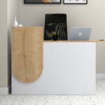 Γραφείο υποδοχής - reception Rezio Megapap χρώμα λευκό - φυσικό οξιάς 140x50x101,8εκ. - Image 3