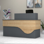 Γραφείο υποδοχής - reception Dustin Megapap χρώμα ανθρακί - φυσικό οξιάς 160x60x101